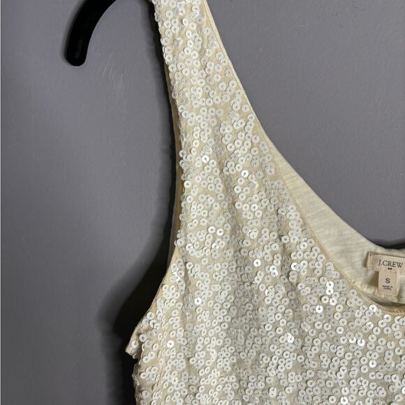 J. Crew White Tank Sequined Front With V Neckline Size Small - Picture 4 of 6